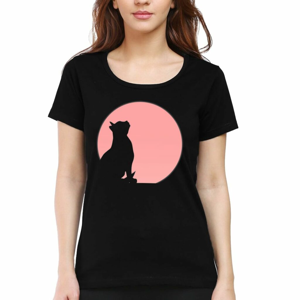 best cat lover tshirts for women available online in india classic black cat silhouette swag swami article