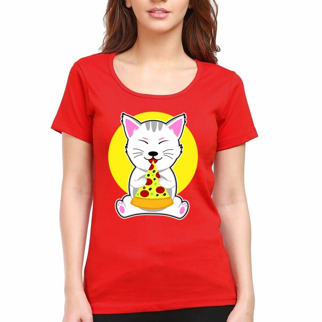 best cat lover tshirts for women available online in india cute cat eating pizza swag swami article