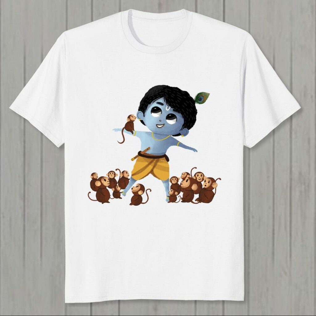 best hare krishna spiritual t shirts in india naughty krishna with monkeys swag swami article