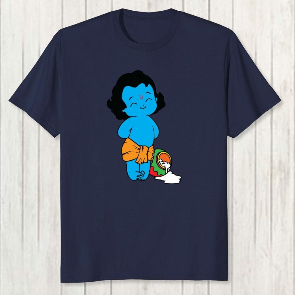 best hare krishna spiritual t shirts in india young cute krishna stealing butter swag swami article