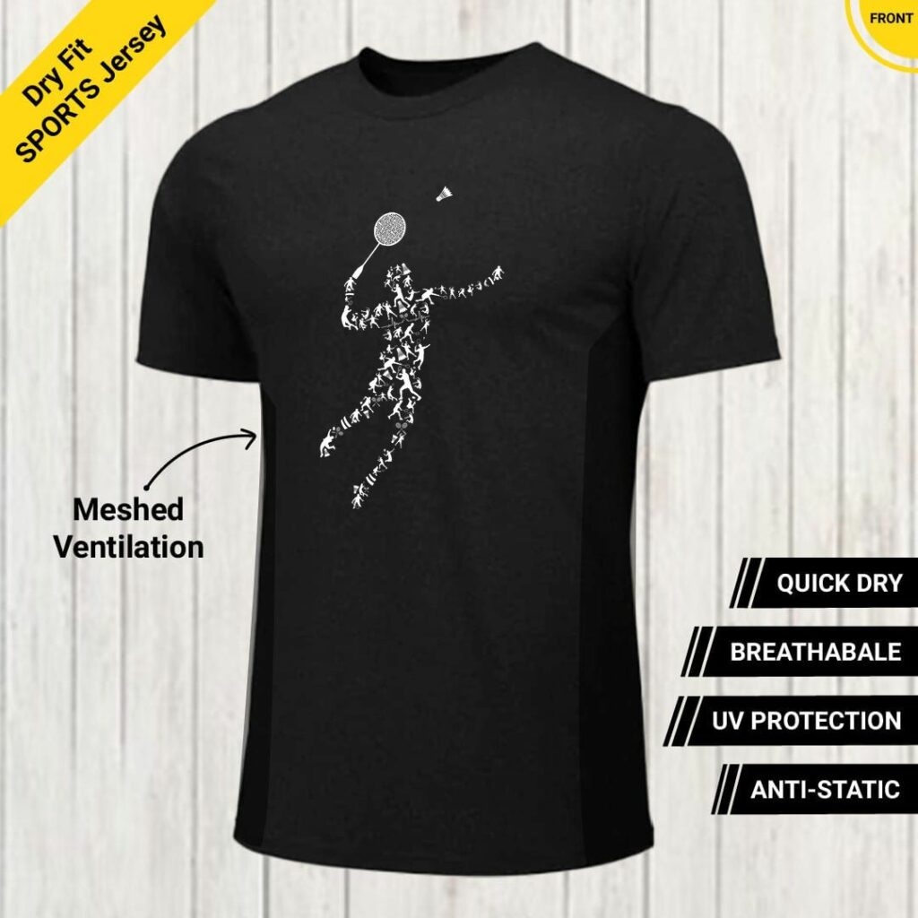badminton silhouette dry fit t shirt swag swami